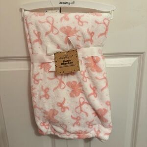 Dreamgo Pink Bow Baby Blanket Coquette NWT